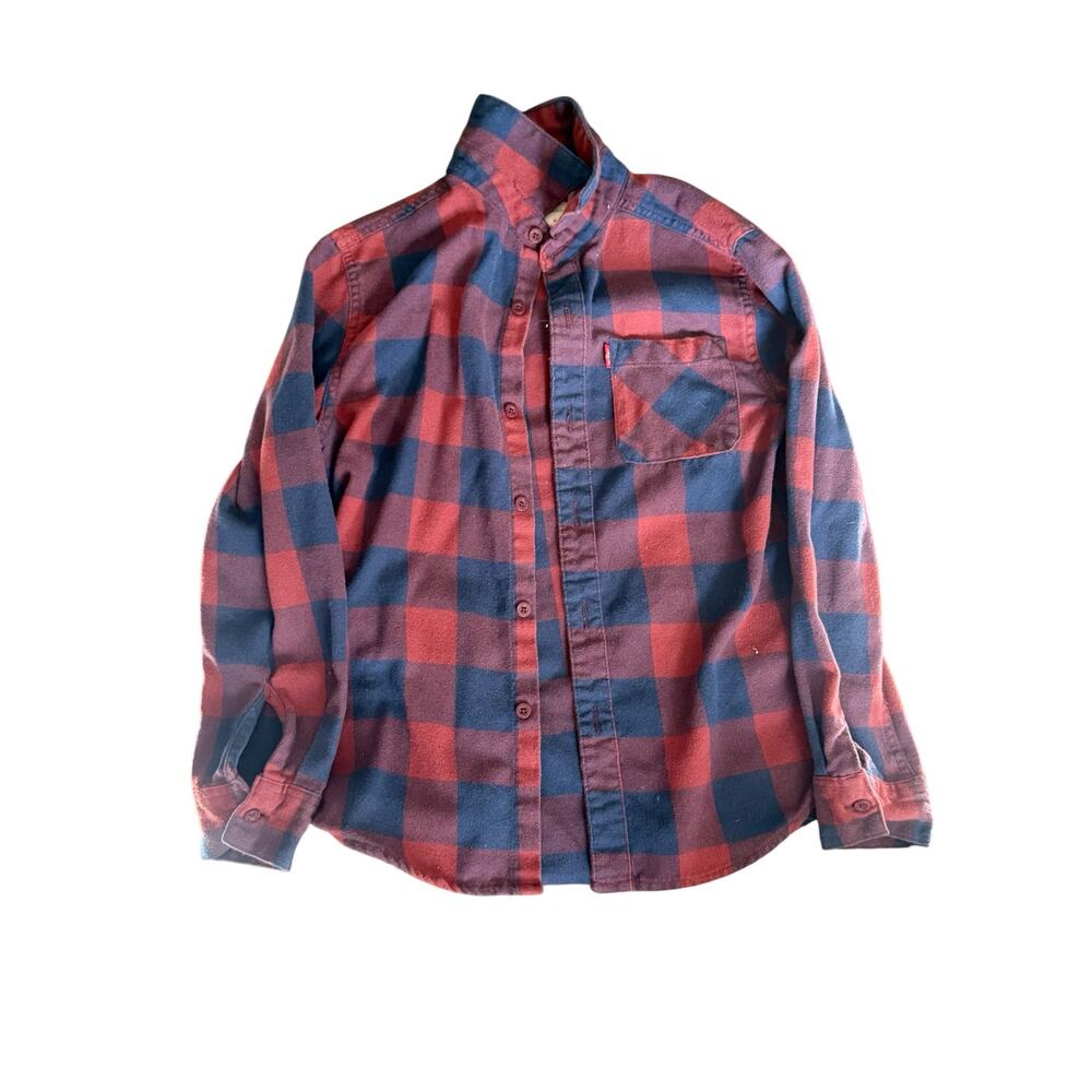 Levi’s Red/Blue Flannel Plaid Long-Sleeve Shirt - Youth Medium (10-12)